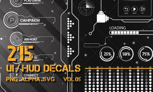 215 + UI Hud SciFi Graphic Decals Vol 05 FREE Download