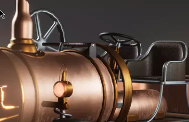 Driveable SteamPunk Car Rigged Customizable Low-poly 3D model